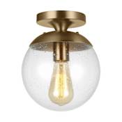Visual Comfort Leo 8" Wide LED Semi-Flush Ceiling Fixture Satin Brass