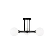 Visual Comfort Clybourn 3 Light 21" Wide Semi-Flush Ceiling Fixture with Frosted Glass Shades Midnight Black