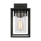 Visual Comfort Vado 12" Tall Wall Sconce with Clear Glass Shade Antique Bronze