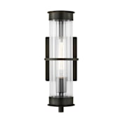 Visual Comfort Alcona 15" Tall Wall Sconce with Ribbed Glass Shade Antique Bronze