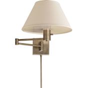 Visual Comfort VC Classic 11" High Plug-In Wall Sconce with Linen Shade Antique Nickel