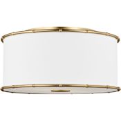 Visual Comfort Aldric 2 Light 19" Wide Semi-Flush Drum Ceiling Fixture with Linen Shade Gild