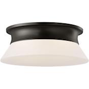 Visual Comfort Panos 2 Light 14" Wide Flush Mount Ceiling Fixture with Etched Glass Shade Aged Iron