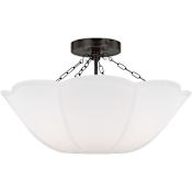 Visual Comfort Stassi 2 Light 19" Wide Semi-Flush Bowl Ceiling Fixture with Linen Shade Aged Iron