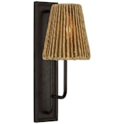 Visual Comfort Rui 14" Tall Wall Sconce with Natural Abaca Shade Aged Iron