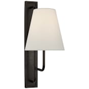 Visual Comfort Rui 20" Tall Wall Sconce with White Linen Shade Aged Iron