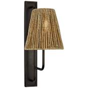 Visual Comfort Rui 20" Tall Wall Sconce with Natural Abaca Shade Aged Iron
