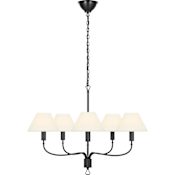 Visual Comfort Griffin 5 Light 31" Wide Chandelier Bronze and Chocolate Leather