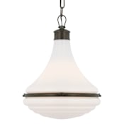 Visual Comfort Wesley 15" Wide Pendant with Frosted Glass Shade Bronze