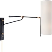 Visual Comfort Frankfort 22-1/2" High Plug-In Wall Sconce with Linen Shade Black / Brass