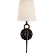 Visual Comfort Bristol 18" High Wall Sconce with Linen Shade Aged Iron