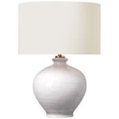Visual Comfort Gaios 13" Tall Cordless LED Vase Table Lamp Crackled Ivory / Linen