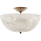 Visual Comfort Rosehill 16" Semi-Flush with White Strie Glass by AERIN Hand Rubbed Antique Brass