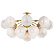 Visual Comfort Cristol 17 Light 44" Wide Semi-Flush Globe Ceiling Fixture Hand-Rubbed Antique Brass / White Strie Glass