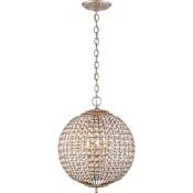 Visual Comfort Renwick 19" Small Sphere Chandelier with Crystal by AERIN Burnished Silver Leaf