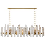 Visual Comfort Bonnington 24 Light 55" Wide Linear Chandelier Hand-Rubbed Antique Brass / Alabaster
