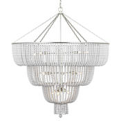Visual Comfort Jacqueline 18 Light 46" Wide Beaded Waterfall Chandelier with White Acrylic Beads Burnished Silver Leaf