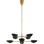Visual Comfort Graphic 38" Large Two Tier Chandelier by AERIN Hand Rubbed Antique Brass / Black