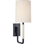 Visual Comfort Clout 15" Small Sconce with Linen Shade by Barbara Barry Bronze