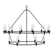 Visual Comfort Studio 18 Light 50" Wide Taper Candle Ring Chandelier Aged Iron