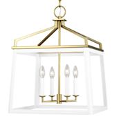 Visual Comfort Carlow 4 Light 18" Wide Taper Candle Pendant Matte White / Burnished Brass