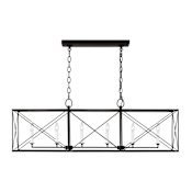 Visual Comfort Beatrix 6 Light 46" Wide Cage Linear Pendant Aged Iron