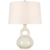 Visual Comfort Lamu 28" Tall Vase Table Lamp with White Linen Shade Ivory
