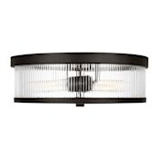 Visual Comfort Geneva 2 Light 14" Wide Flush Mount Drum Ceiling Fixture Aged Iron