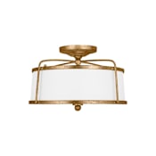 Visual Comfort Stonington 2 Light 14" Wide Semi-Flush Drum Ceiling Fixture Antique Gild