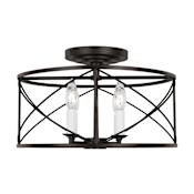 Visual Comfort Beatrix 4 Light 15" Wide Semi-Flush Drum Ceiling Fixture Aged Iron