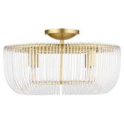 Visual Comfort Pierce 4 Light 20" Wide Semi-Flush Bowl Ceiling Fixture with Clear Glass Rods Burnished Brass