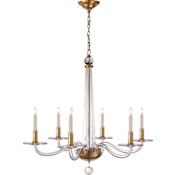 Visual Comfort Robinson 32" Medium Chandelier with Clear Glass by E. F. Chapman Antique Brass