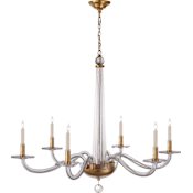 Visual Comfort Robinson 38"Large Chandelier with Clear Glass by E. F. Chapman Antique Brass