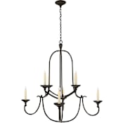 Visual Comfort Flemish 36" Medium Round Chandelier by E. F. Chapman Aged Iron