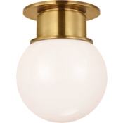 Visual Comfort Callan 9" Wide Semi-Flush Globe Ceiling Fixture Antique-Burnished Brass