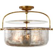 Visual Comfort Lorford 3 Light 20" Wide Semi-Flush Bowl Ceiling Fixture Gilded Iron