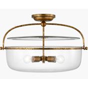 Visual Comfort Lorford 3 Light 28" Wide Flush Mount Bowl Ceiling Fixture Gilded Iron