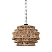 Visual Comfort Antigua 3 Light 22" Wide Waterfall Chandelier Bronze / Natural Abaca