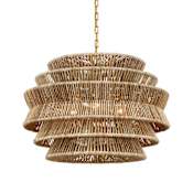 Visual Comfort Antigua 3 Light 30" Wide Pendant Antique-Burnished Brass / Natural Abaca