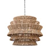 Visual Comfort Antigua 4 Light 42" Wide Waterfall Chandelier Bronze / Natural Abaca