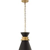 Visual Comfort Alborg 10" Small Stacked Pendant by E.F. Chapman Antique Burnished Brass / Matte Black