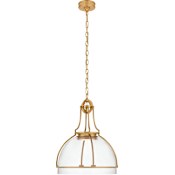 Visual Comfort Gracie 19" Large Dome LED Pendant by Chapman & Myers Antique Burnished Brass / Clear Glass