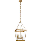 Visual Comfort Launceton 35" Medium Square Lantern with Clear Glass by E.F. Chapman Antique Burnished Brass
