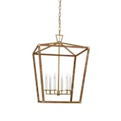 Visual Comfort Darlana 6 Light 24" Wide Lantern Chandelier Antique-Burnished Brass / Natural Rattan
