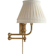 Visual Comfort Pimlico 17" High Plug-In Wall Sconce with Linen Shade Antique Burnished Brass