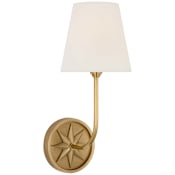 Visual Comfort Polaris 15" Tall Wall Sconce Antique-Burnished Brass / Linen
