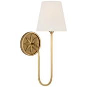 Visual Comfort Polaris 17" Tall Wall Sconce Antique-Burnished Brass / Linen