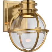 Visual Comfort Gracie 9" Single LED Sconce with Clear Glass by Chapman & Myers Antique Burnished Brass / Clear Glass