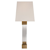 Visual Comfort Edgar 18-3/4" High Wall Sconce with Silk Shade Antique Brass