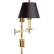 Visual Comfort Dorchester 27" High Plug-In Wall Sconce with Fabric Shade Antique Burnished Brass